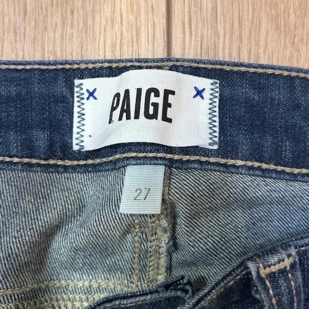Paige Skyline Ankle Peg Jeans Womens 27 Dark Wash Blue Slim Fit Denim 28 Inseam